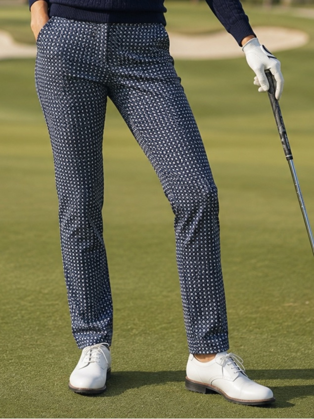 RLX Ralph Lauren Womens Size 6 Blue Print Stretch Straight Leg Golf Pants Sz 6P